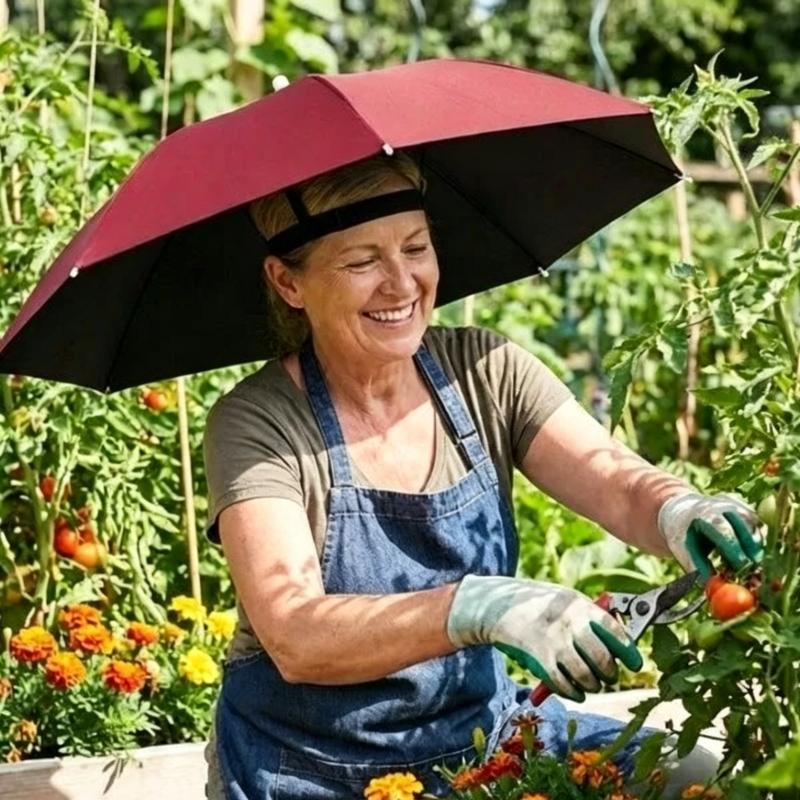 Outdoor Camping Hat - UV-beständiger, wasserdichter, faltbarer Regenschirmhut, freihändiger Kopfschutz