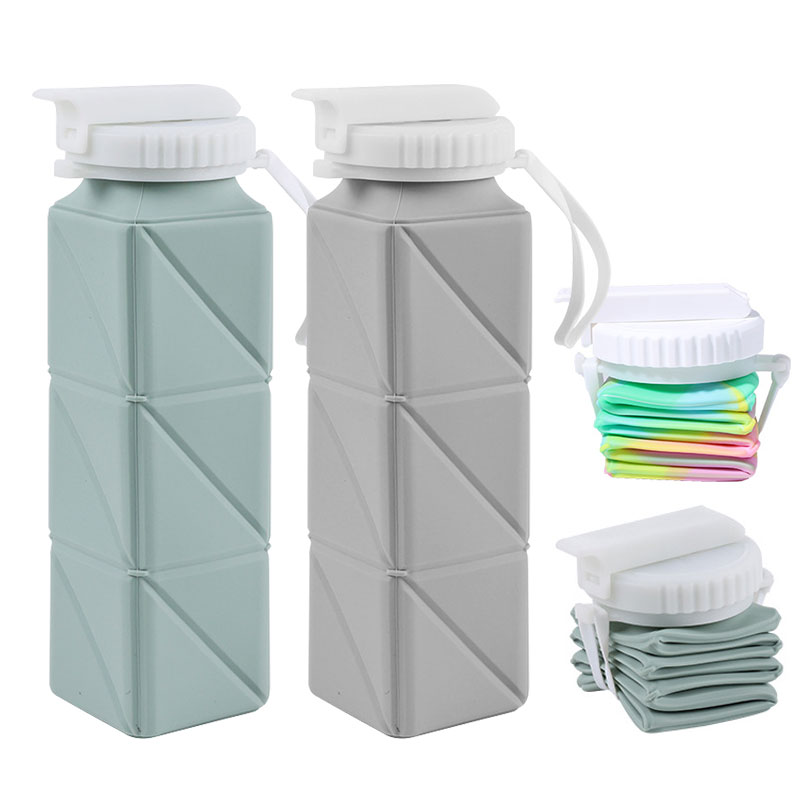 Outdoor Camping Water Tank - 620 ml zusammenklappbarer Wasserflaschenbecher mit Strohhalmdeckel,