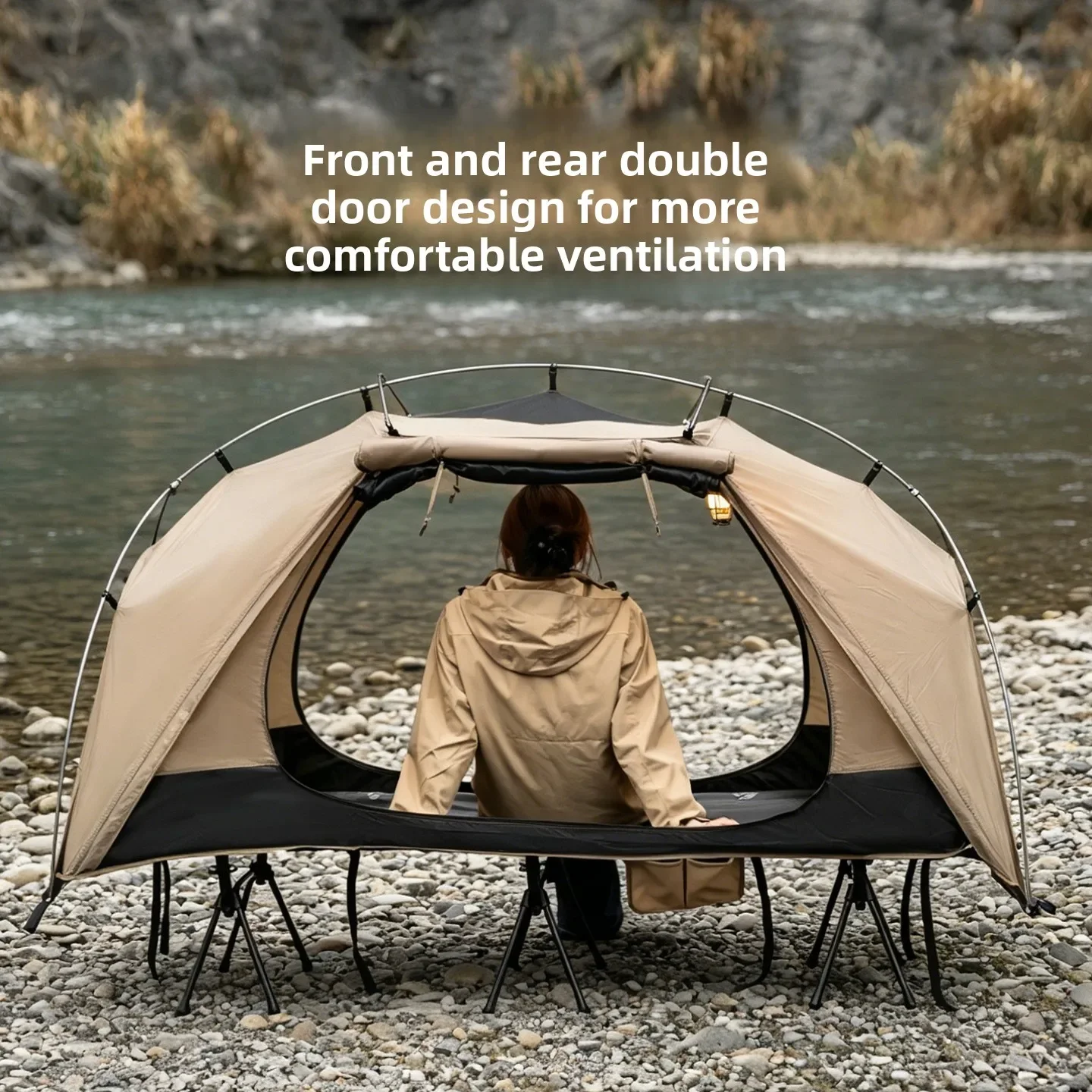 Outdoor Camping Gazebo - MOUNTAINHIKER Outdoor Campingbett-Zelt, Leichtes Wasserdichtes Einzel-Freizeitcampingzelt,