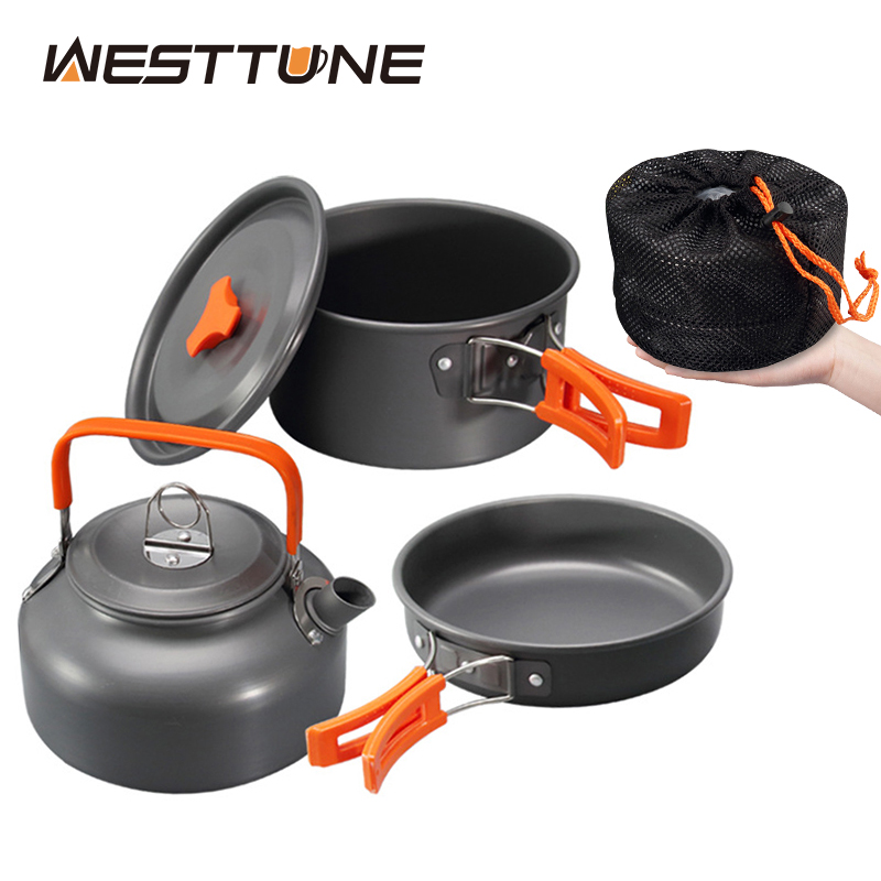 Outdoor Camping Essentials - WESTTUNE Camping-Kochgeschirr-Set, Aluminium, für den Außenbereich,