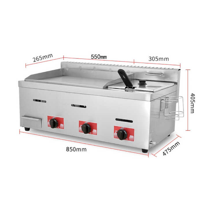 Outdoor Camping Griddle - Kommerzielle Grillplatte, Hamburger-Pfannkuchen-Grillplatte, Gusseisen-Grill mit Fritteuse