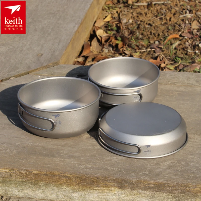 Outdoor Camping Essentials - Keith 3pcs Titan Kochgeschirr Pfannen Schalen