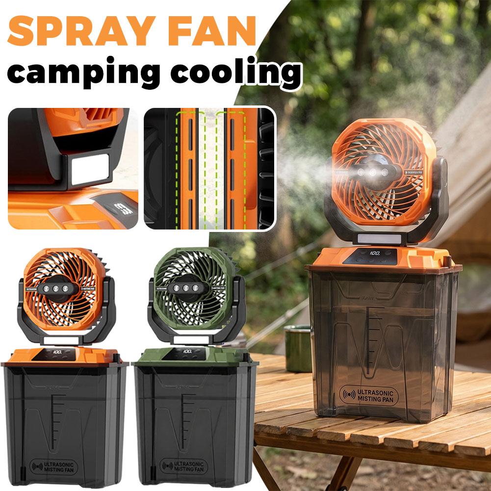 Outdoor Camping Misting Fan - Neuer Outdoor-Nebelventilator, tragbarer Camping-Kühlventilator mit Zeltlicht,