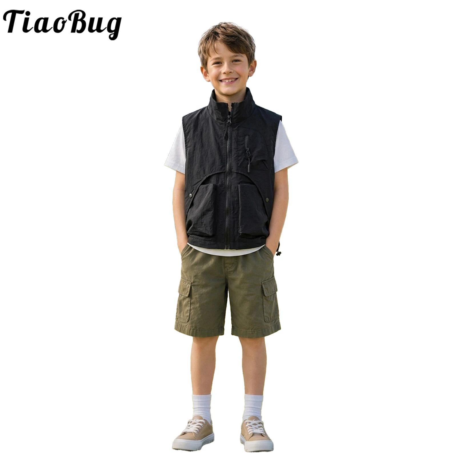 Outdoor Camping Kids Activities - Modische Cargo-Weste für Jungen mit Reißverschluss