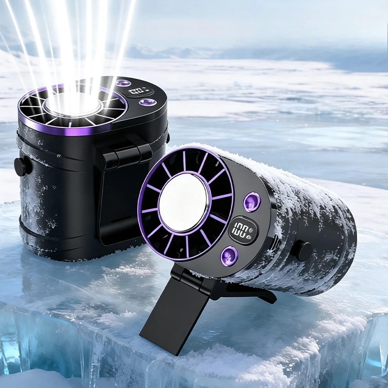 Outdoor Camping Misting Fan - Wiederaufladbarer tragbarer Taillenventilator mit Eiskühlung, 3