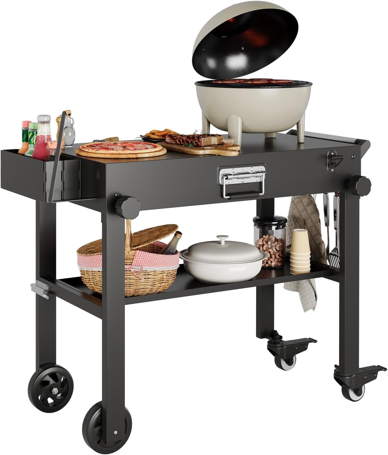 Outdoor Camping Griddle - Tacleekii Tragbarer Grillwagen für Blackstone-Grillplatten, klappbarer