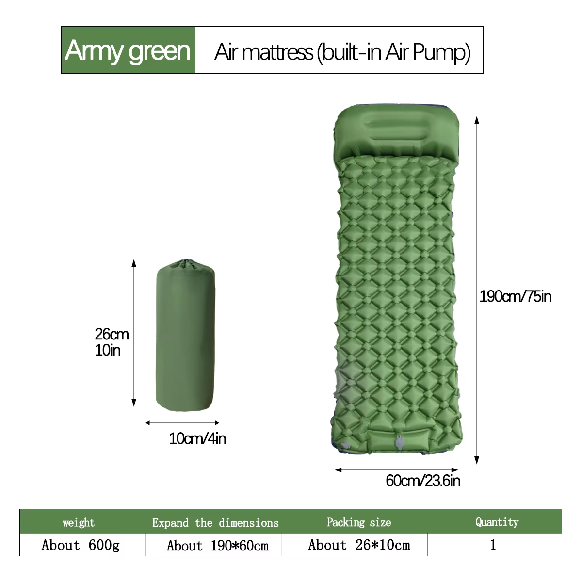 190*60cm Outdoor Camping Aufbl – Outdoor In Camping Bewertung und Preis