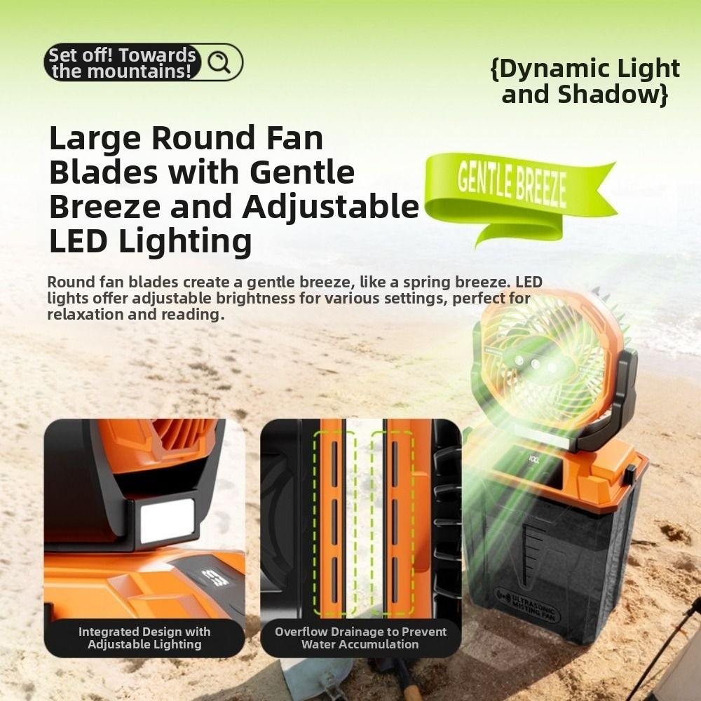 Großer Wassertank-Sprühventila – Outdoor Camping Misting Fan Bewertung und Preis